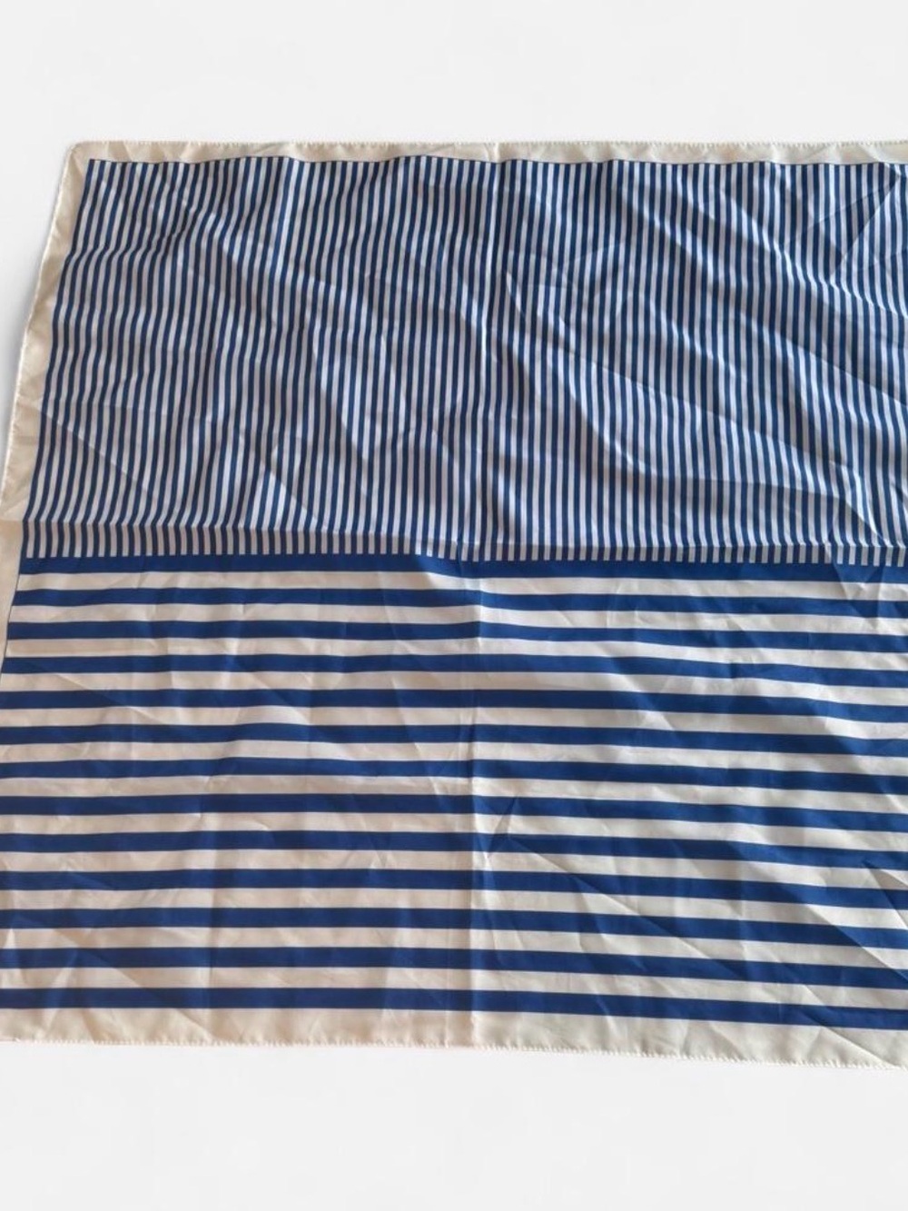 Blue and White Striped Vintage Morsly Scarf- Classic Nautical Stripe